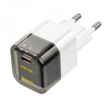 Мережевий зарядний пристрій HOCO C125A Transparent tribute single-port PD20W charger Transparent Black (6931474798336) (14928)