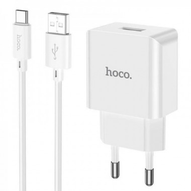 Мережевий зарядний пристрій з кабелем HOCO C106A Leisure single port charger set(Type-C) White (6931474783912) (538)