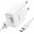 Мережевий зарядний пристрій з кабелем HOCO C106A Leisure single port charger set(Type-C) White (6931474783912) (538)