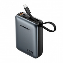 Батарея универсальная Vention 20000 mAh 45W Mini with Built-in USB-C Cable Gray (FHGH0) (21938)
