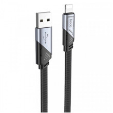 Кабель HOCO U119 USB to iP 2.4A, 1.2m, nylon, aluminum connectors, Black (6942007604987) (20148)