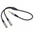 Аудіокабель HOCO UPA21 3.5mm male to 2*3.5mm female, nylon braid, 0.25m, Metal Gray (6931474766809) (15248)