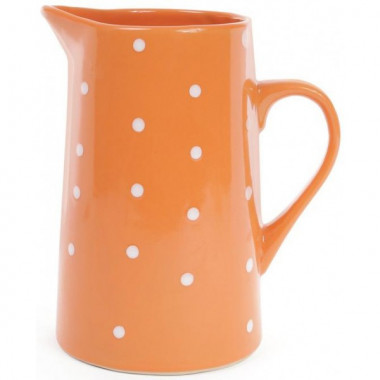 Глечик керамічний "Білий горошок" 1000мл, помаранчевий (3548)