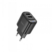 Мережевий зарядний пристрій HOCO C141A Smart dual-port charger Black (6942007627849) (548)