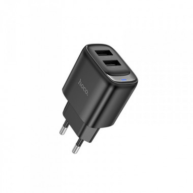 Мережевий зарядний пристрій HOCO C141A Smart dual-port charger Black (6942007627849) (548)