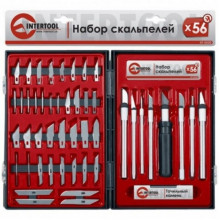 Набор скальпелей 56 ед. в пластиковом футляре INTERTOOL HT-0530 (17648)