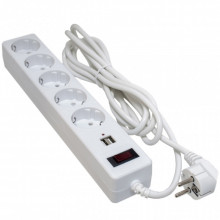 Сетевой фильтр питания Patron 3m + 2 USB 2.0, 2.1A, 5 роз. White (EXT-PN-SP-53-USB-W) (16058)
