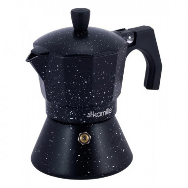 Кавоварка гейзерна Kamille Andel Black 150мл на 3 чашки (22458)