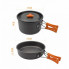 Набор туристической металлической посуды для походов Camping cooking DM 308 с карабином Черный с оранжевым (17958)