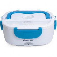 Ланч-бокс Kamille Snack 450мл + 650мл з підігрівом (220V), блакитний (7068)