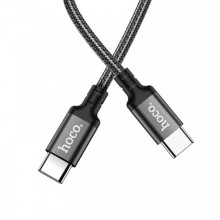Кабель HOCO X14 Type-C to Type-C 60W, 1m, nylon, aluminum connectors, Black (6931474752215) (20168)