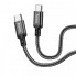 Кабель HOCO X14 Type-C to Type-C 60W, 1m, nylon, aluminum connectors, Black (6931474752215) (20168)