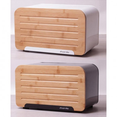 Хлібниця Kamille Breadbasket Steel&Bamboo 35х20см з нержавіючої сталі (3168)