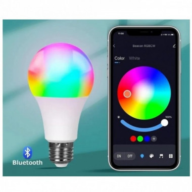Умная светодиодная лампочка Wifi, TUYA, 9Вт, Bluetooth, RGB / Лампочка с управлением через телефон (9368)