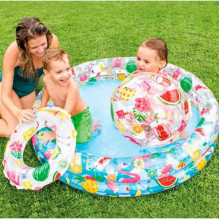 Intex Бассейн 59460 NP "Звезды" Круг, детский, 2 кольца, цветной с набором, размером 122х25см, 150л, от 2-х лет (20768)