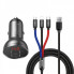 Автомобільний зарядний пристрій Baseus Digital Display Dual USB 4.8A Car Charger 24W+Three Primary Colors 3-in-1 Cable1.2M (TZCCBX-0G) (15078)