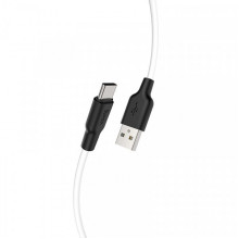 Кабель HOCO X21 Plus USB to Type-C 3A, 2m, silicone, silicone connectors, Black+White (6931474713889) (20178)