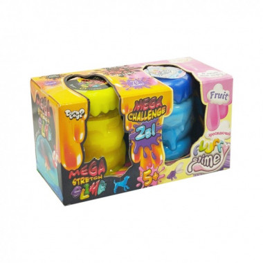 Вязкая масса 2 в 1 "Mega Stretch Slime" и "Fluffy Slime" FLS-03-01U Желтый-голубой