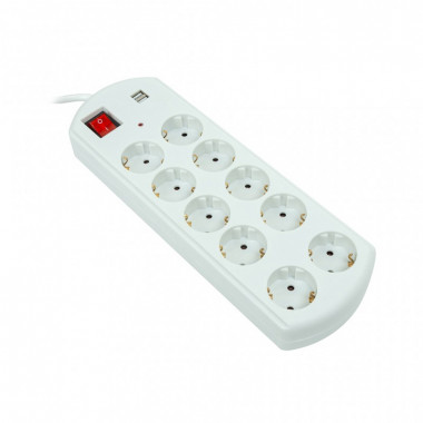 Сетевой фильтр питания PowerPlant 5м, 10 розеток, USB, євро, 100% мідь (YS-N6065/5) (EX610556) (16278)