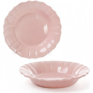 Набір 6 глибоких тарілок Leeds Ceramics SUN Ø23см, кам'яна кераміка (рожеві) (4278)
