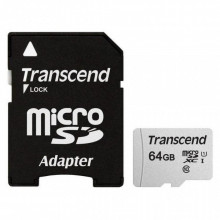 Карта памяти Transcend 64GB microSDXC class 10 UHS-I U1 (TS64GUSD300S-A) (16978)