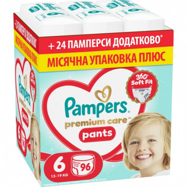 Подгузники Pampers Premium Care Pants Розмір 6 (13-19 кг) 96 шт (8006530315814) (22888)