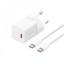 Мережевий зарядний пристрій з кабелем Baseus GaN5 Fast Charger(mini) 1C 30W EU Moon White(With: Fast Charging Data Cable Type-C) (P10110902213-00) (19098)