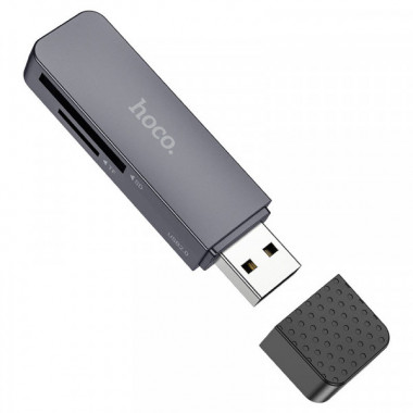 Кардрідер HOCO HB45 Spirit 2-in-1 USB 2.0 card reader Metal Gray (6942007620499) (20198)