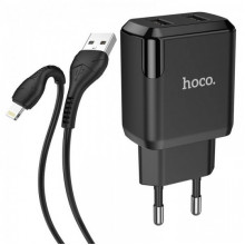 Зарядное устройство 220В 2 USB с кабелем USB - Lightning Hoco N7 Speedy Чёрный (9198)