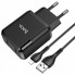Зарядное устройство 220В 2 USB с кабелем USB - Lightning Hoco N7 Speedy Чёрный (9198)