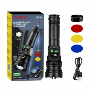 Аккумуляторный фонарь с боковым светом и фильтрами СОВА CB-A280-TG+COB (9398)