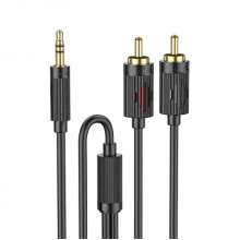 Аудiокабель HOCO UPA28 3.5mm male to double lotus RCA, 1,5m, Black (6942007607759) (20109)
