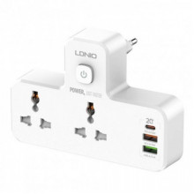 Сетевой разветвитель фильтр LDNIO SC2311 на 2 розетки 2 USB 3A + Type C (9209)