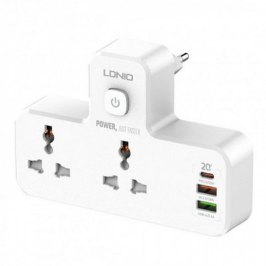 Сетевой разветвитель фильтр LDNIO SC2311 на 2 розетки 2 USB 3A + Type C (9209)