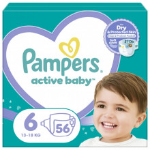 Подгузники Pampers Active Baby Giant Размер 6 (13-18 кг) 56 шт (8001090950130) (7309)