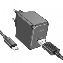 Мережевий зарядний пристрій з кабелем HOCO CS11A Ocean single port charger set(Type-C) Black (6942007603607) (509)