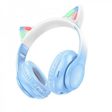 Бездротові накладні навушники HOCO W42 Cat ears BT headphones Crystal Blue (6931474795861) (8509)