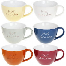 Набір 6 керамічних чашок "Hot Drinks" 450мл, яскраві (3909)