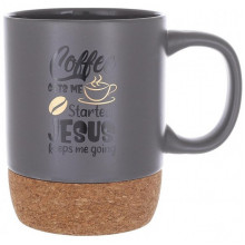 Кухоль керамічний "Coffee Time" 400мл з пробковою основою, сіра (4019)