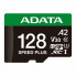 Карта памяти ADATA 128GB microSD class 10 UHS-I U3 V30 A2 Speed Plus (UD128GUI3V30A2SP-RA1) (22219)