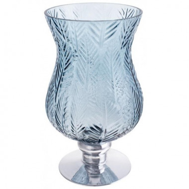 Ваза декоративна Ancient Glass Розалін 14х15х25см, синій зі сріблом (5719)