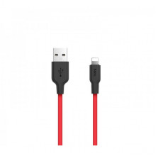 Кабель HOCO X21 USB to iP 2A, 1m, silicone, TPE connectors, Black+Red (6957531071372) (14819)