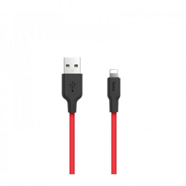 Кабель HOCO X21 USB to iP 2A, 1m, silicone, TPE connectors, Black+Red (6957531071372) (14819)