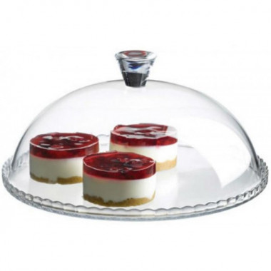 Блюдо Patisserie Ø32см з бортом і зі скляною кришкою-ковпаком (19329)