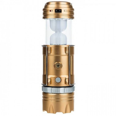 Кемпинговая LED лампа SB 9688 c фонариком и солнечной панелью Золотая (10529)
