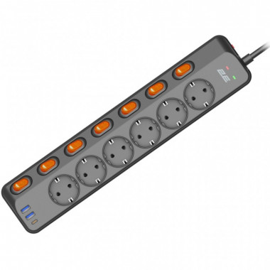 Сетевой фильтр питания 2E 2E-SP6M3SWBK 3m (2E-SP6M3SWBK) (16439)