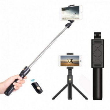 Селфи палка штатив тренога для телефона Bluetooth с пультом Selfie Stick K07 Чёрный (17639)