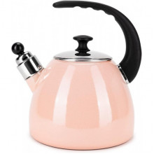 Чайник емальований Kamille "Boiling Water" 2.5л зі свистком, індукційний, рожевий (1739)