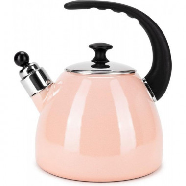 Чайник емальований Kamille "Boiling Water" 2.5л зі свистком, індукційний, рожевий (1739)