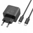 Мережевий зарядний пристрій з кабелем HOCO CS14A Ocean PD20W+QC3.0 charger set(Type-C to Type-C) Black (6942007603911) (19839)